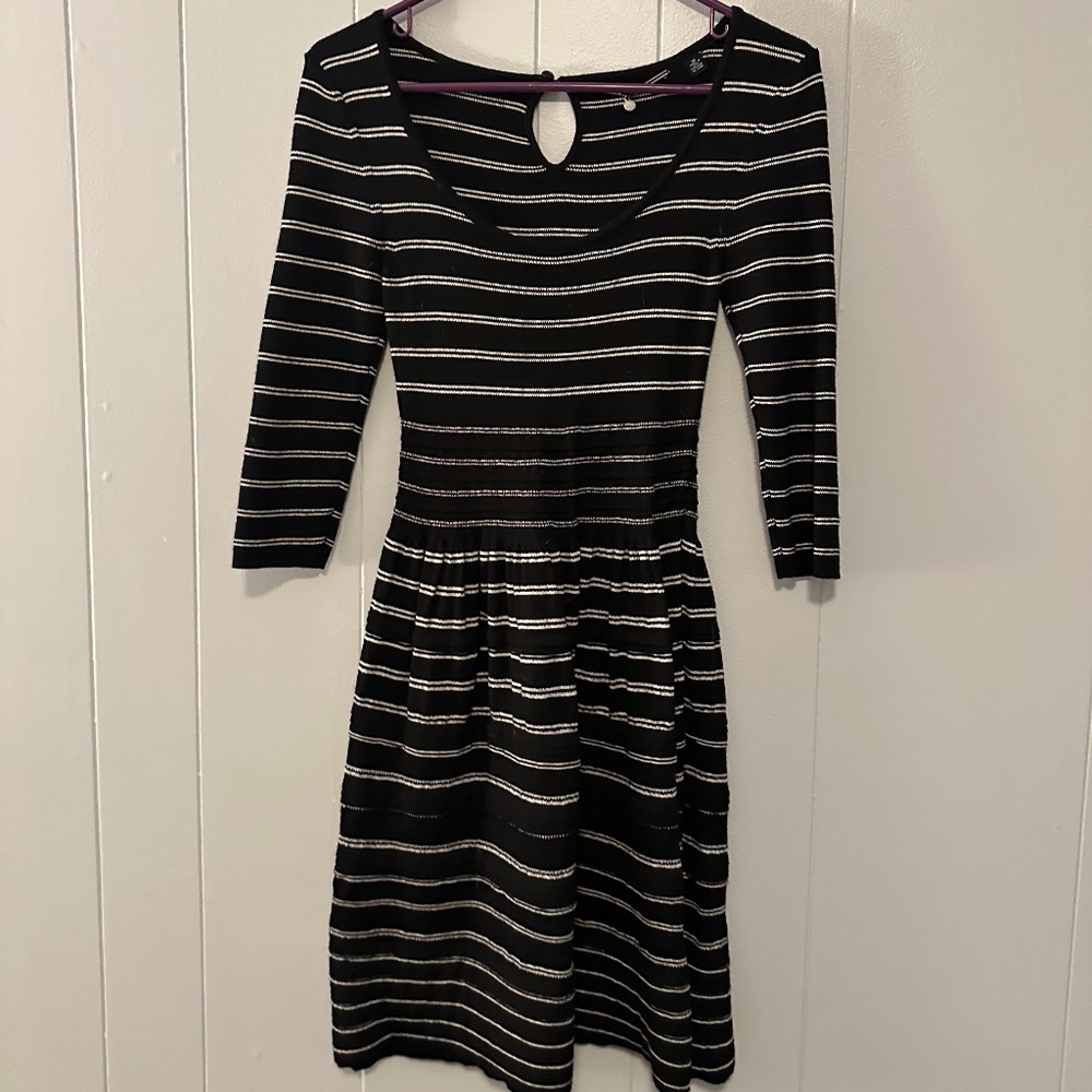 Anthropologie Elodie Sweater Dress Black & White Striped Sweater Dress Size XS